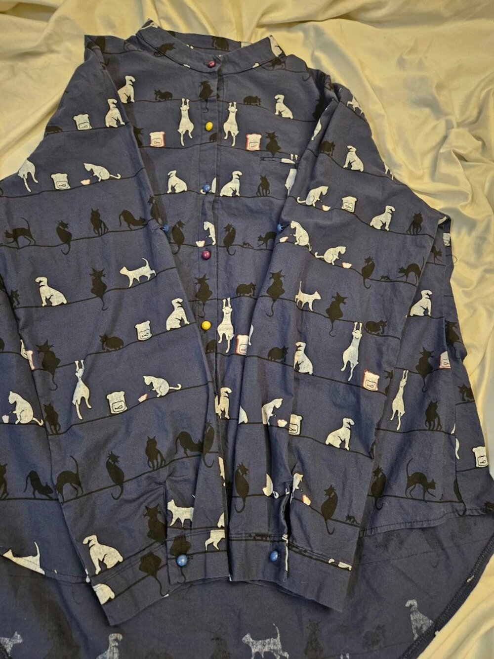 TYC Cat & Dog Print Novelty Button Down Shirt Plus Size 3XL